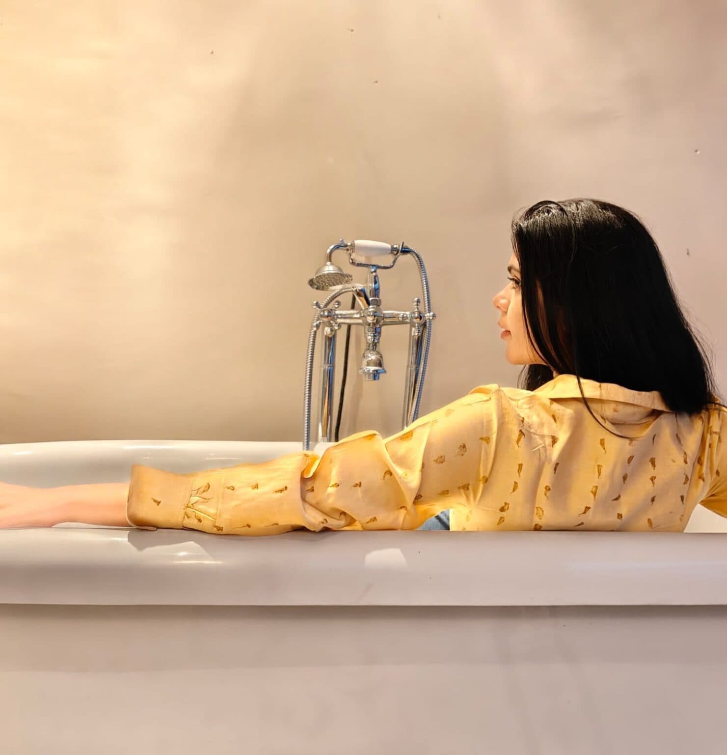 Rohida shirt in yellow bundle dyed Chanderi silk - limited edition GINTI collection - SewMuchBetter