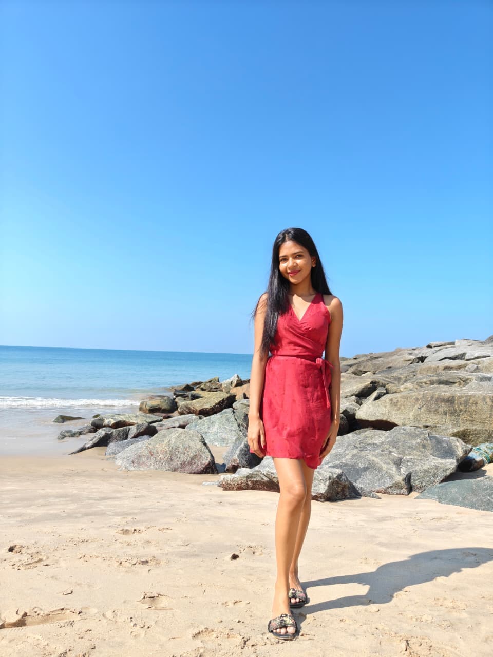 Wrap around dress in red maroon Habutai silk naturally dyed with sappanwood and marigold bundle dye - SewMuchBetter
