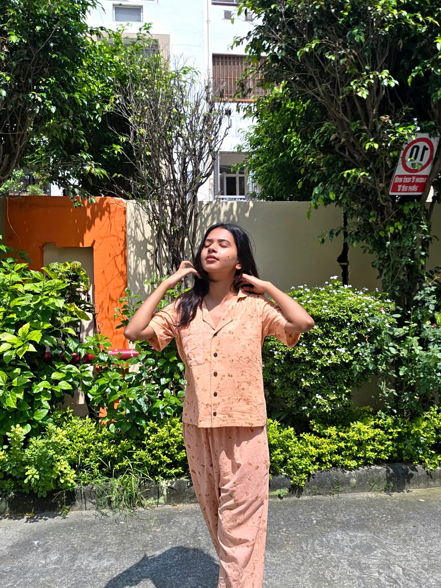 Naturally dyed khadi cotton night suit for women